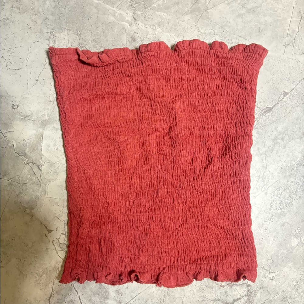 Red Textured Tube Top